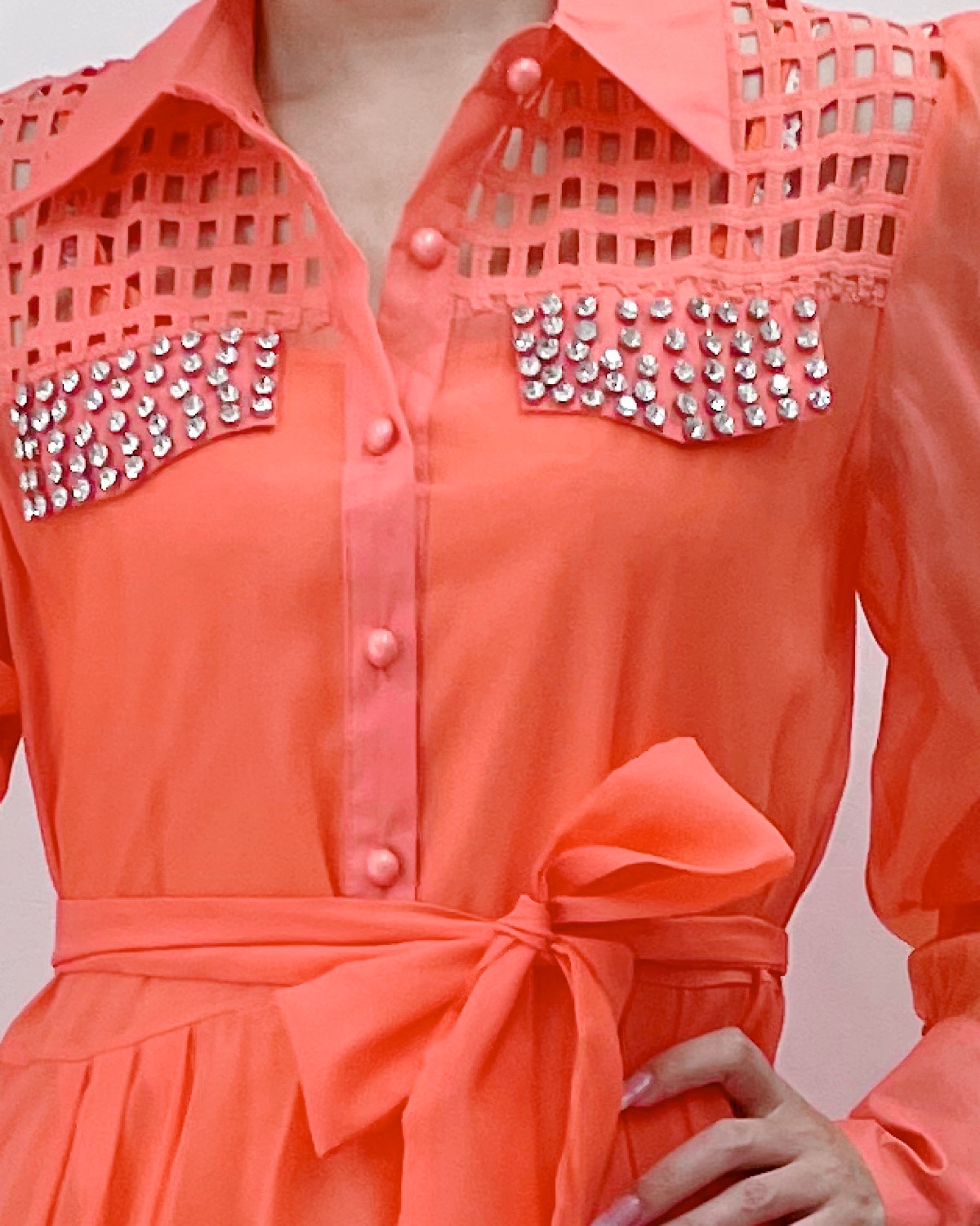 ビジューカットワークロングドレス カラー: ORN