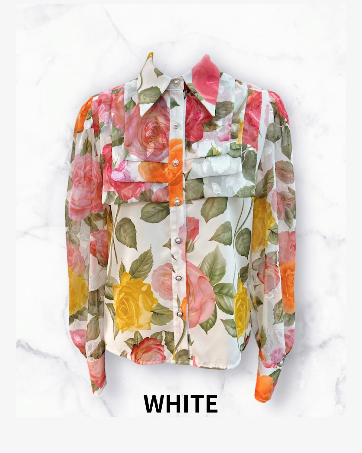 エレガントローズブラウス カラー: WHT