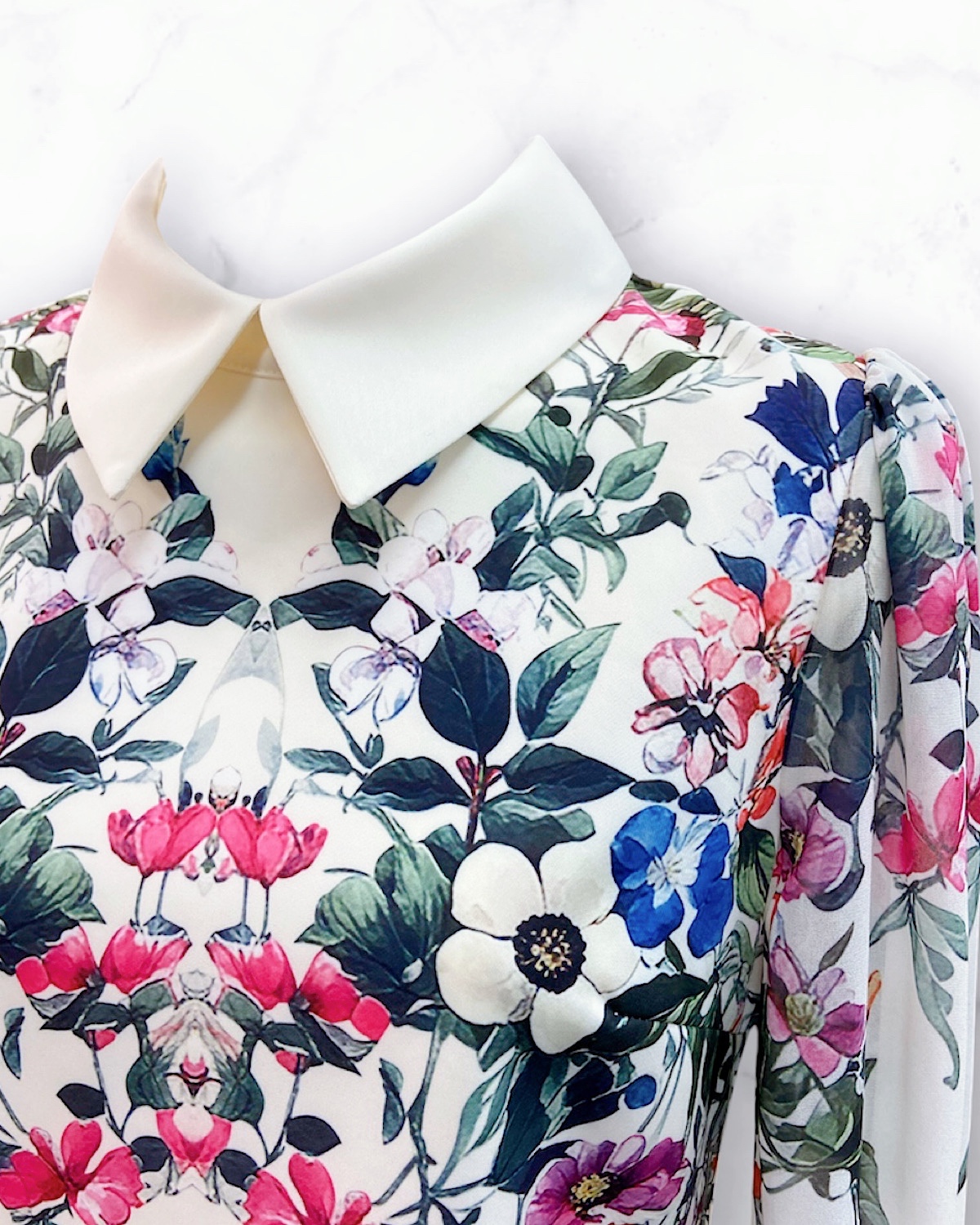 レトロフラワーボックスワンピース カラー: WHT, サイズ: S