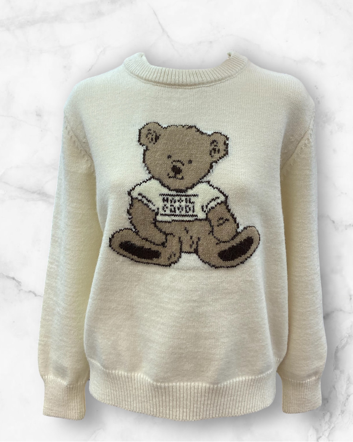 テディベアグラフィックニットセーター カラー: RED