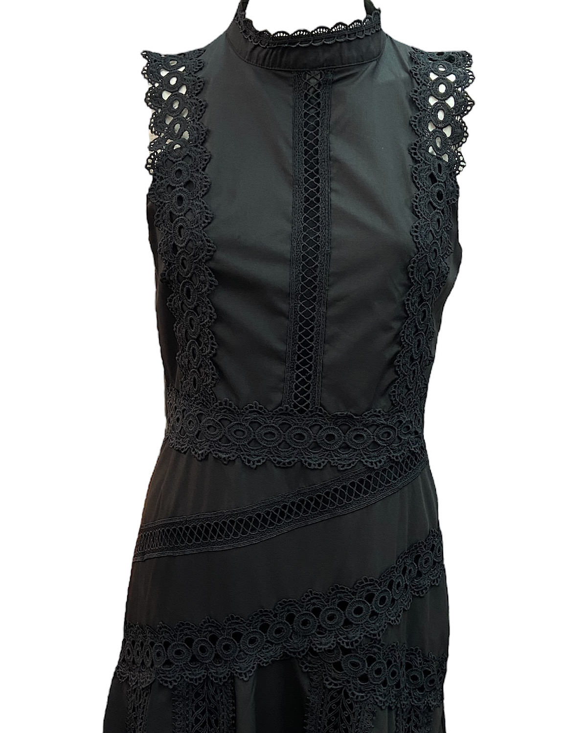 レースデザインロングワンピース カラー: BLK, サイズ: M
