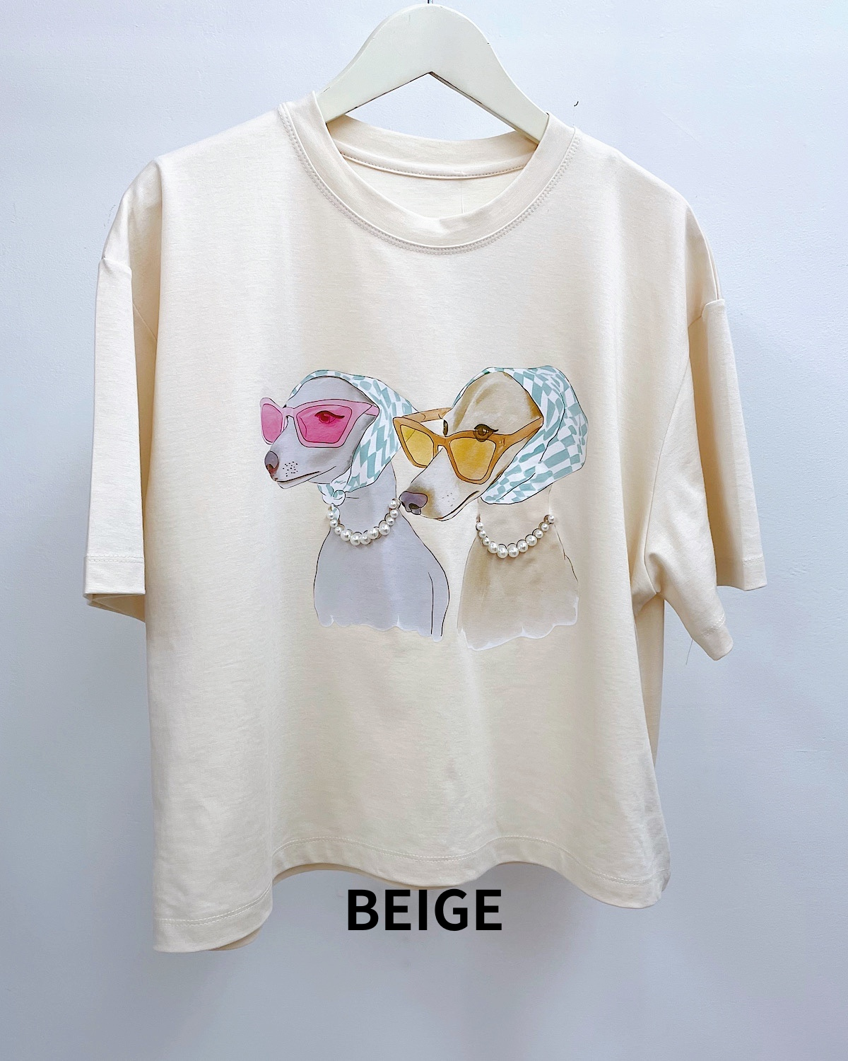 レディドッグモチーフTシャツ カラー: BEG