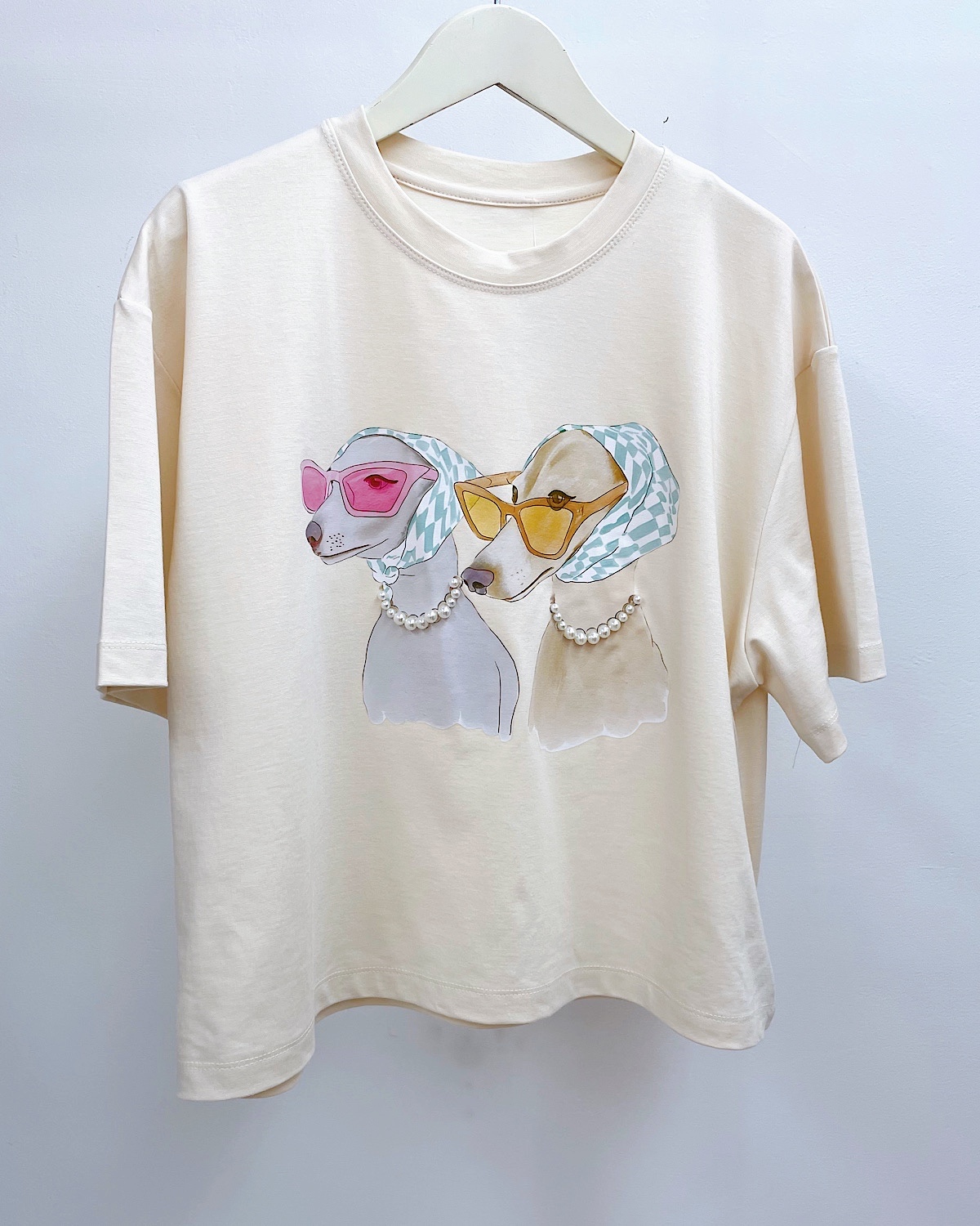 レディドッグモチーフTシャツ カラー: BEG