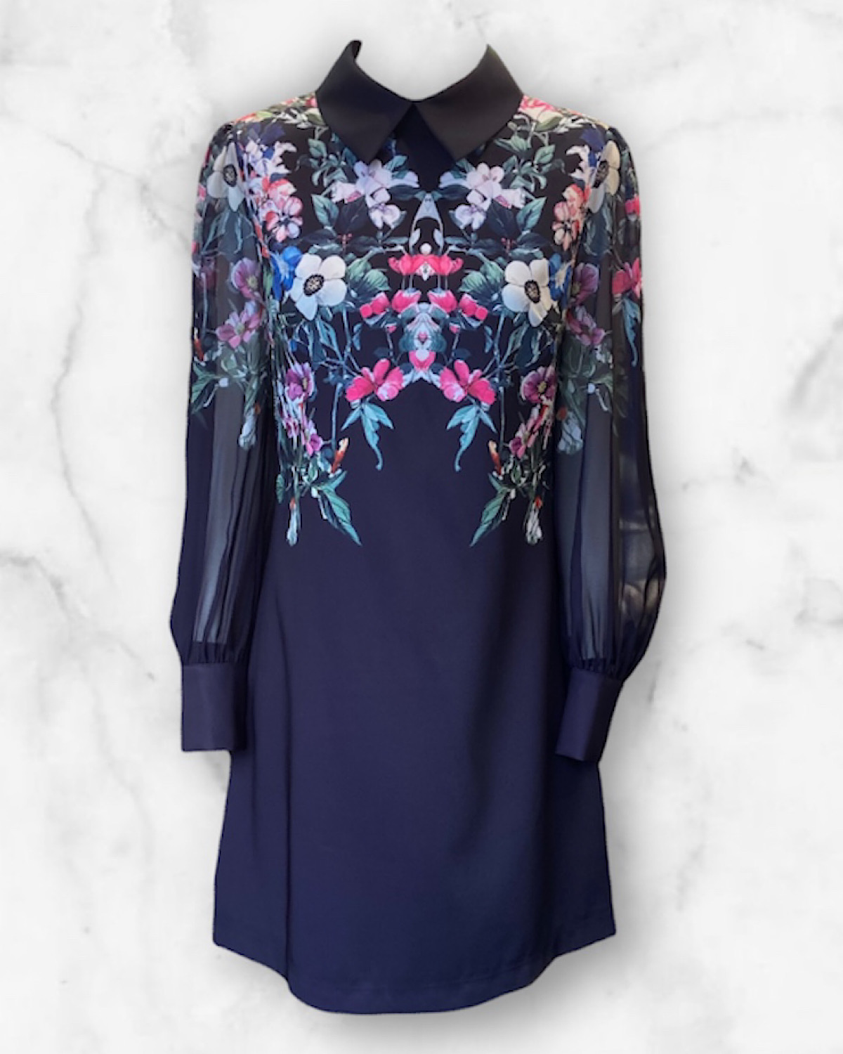 レトロフラワーボックスワンピース カラー: WHT, サイズ: S