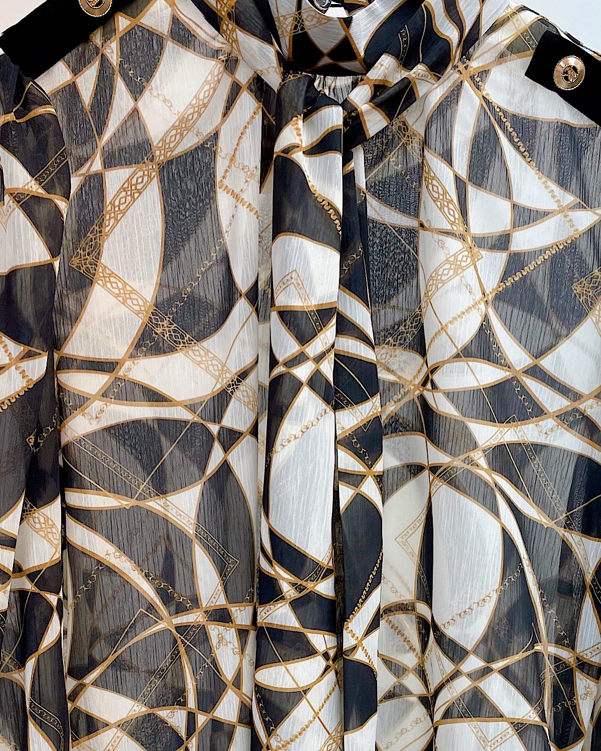 レトロサークルプリントボウタイブラウス カラー: WHT