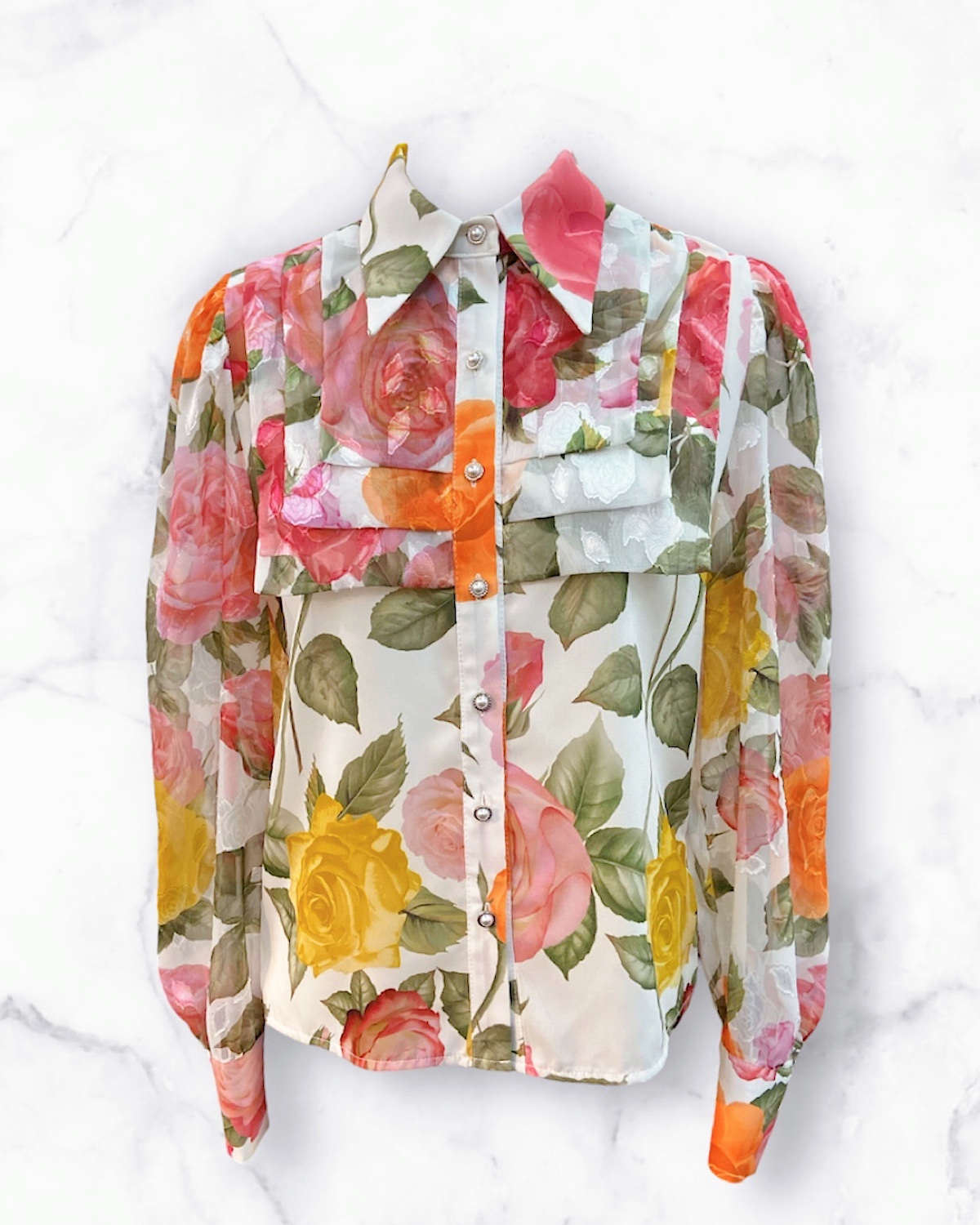 エレガントローズブラウス カラー: WHT