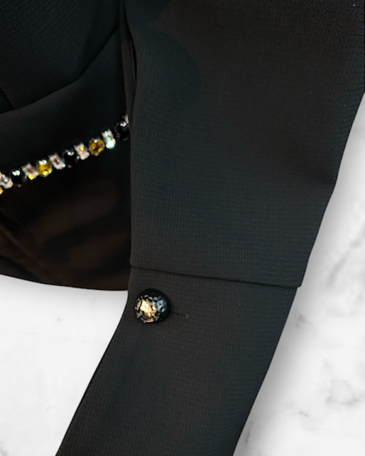 クリスタルストーンブラックドレス サイズ: S