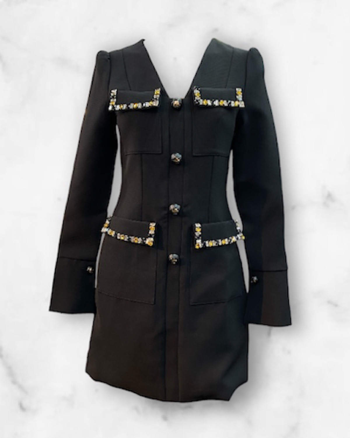 クリスタルストーンブラックドレス サイズ: S