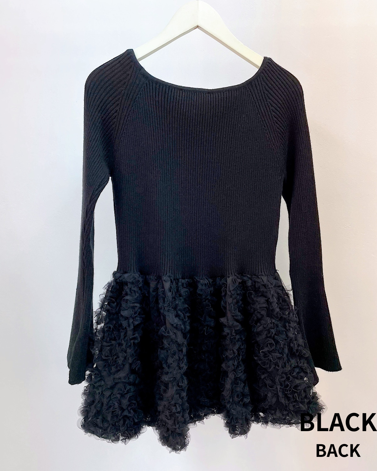 チュールフラワーペプラムニットトップス カラー: WHT