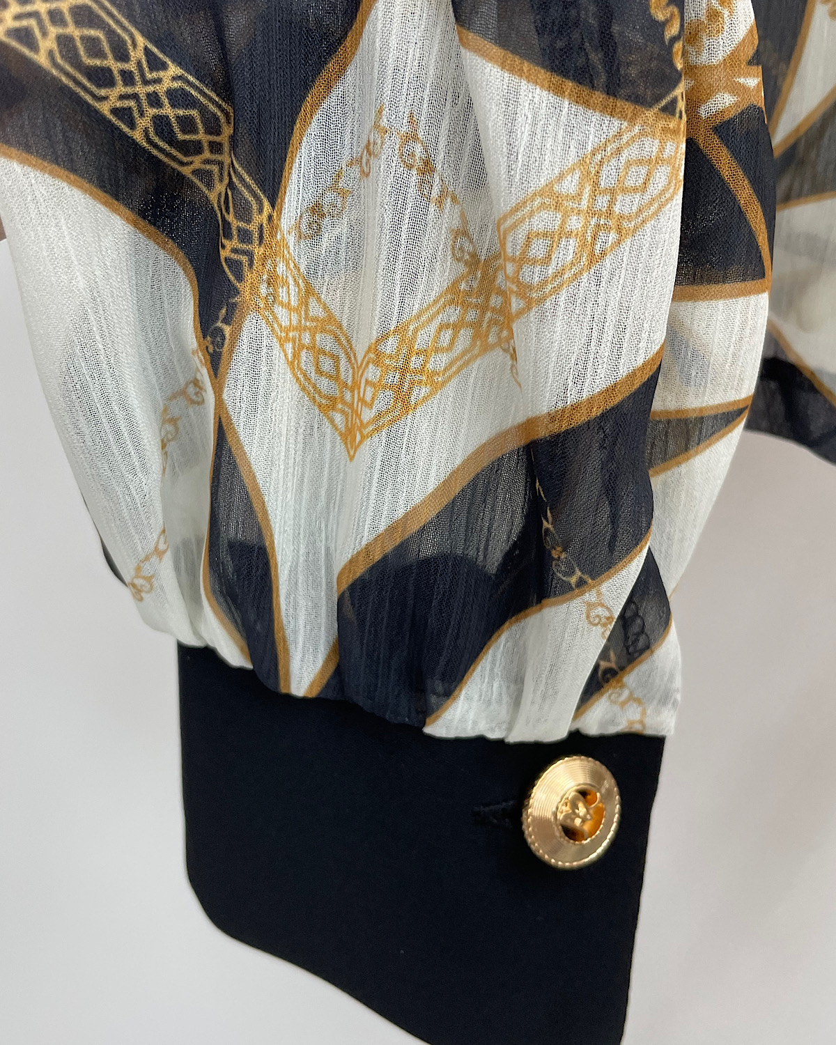 レトロサークルプリントボウタイブラウス カラー: WHT