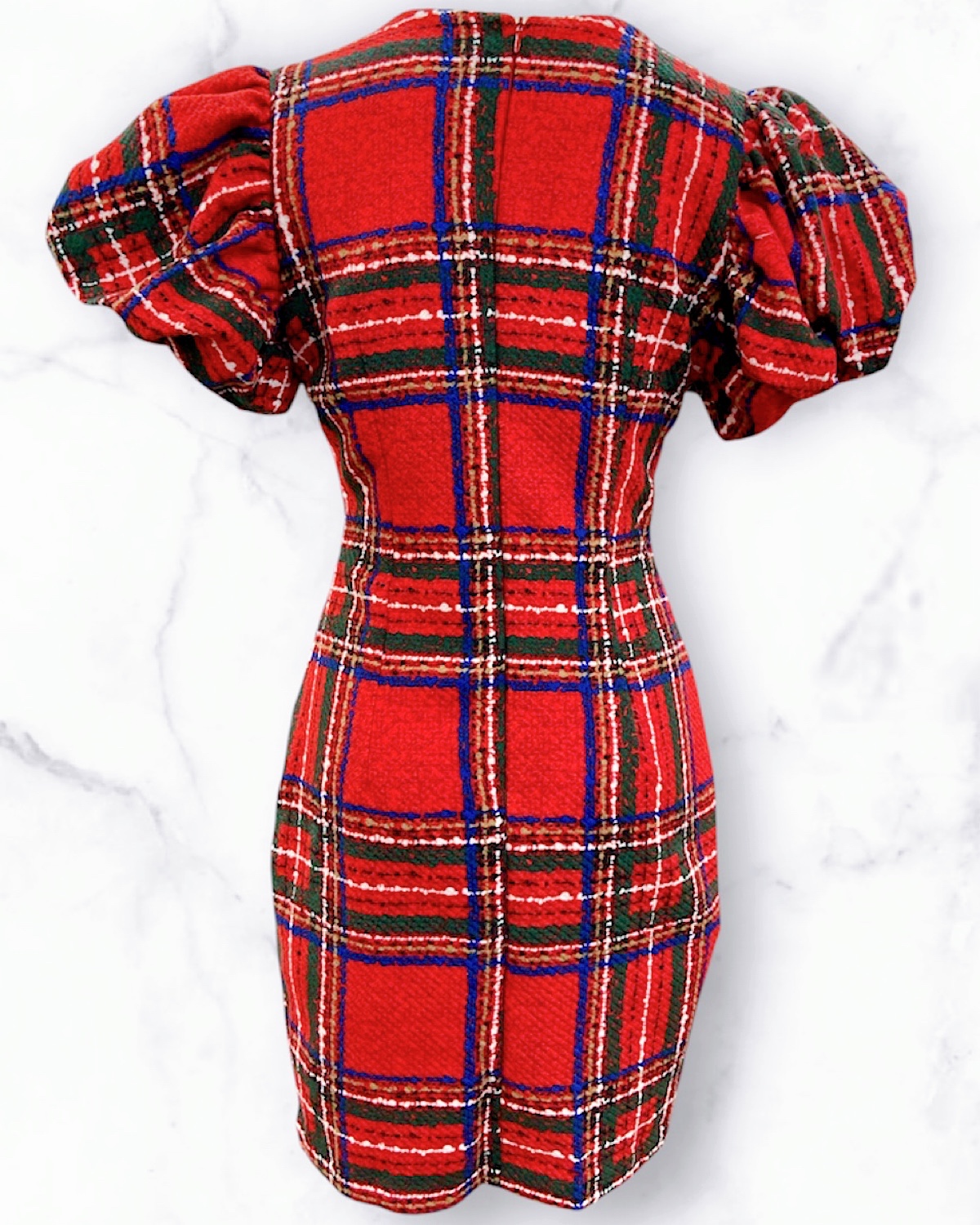 ツィードチェックパフスリミニワンピース サイズ: S