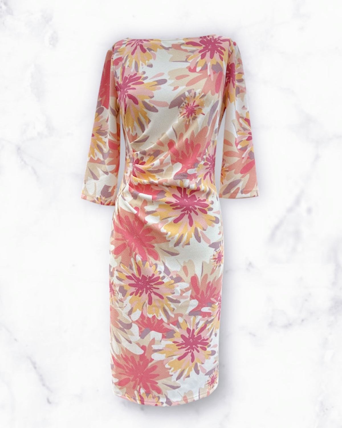 ピンクブロッサムドレープワンピース