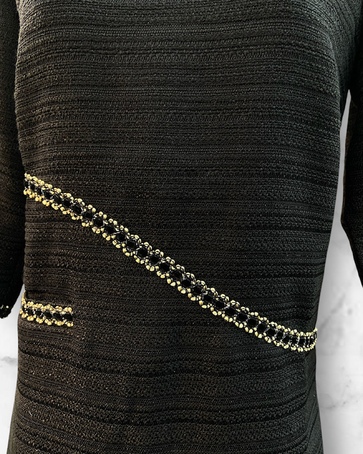 斜めラインブラックツィードワンピース