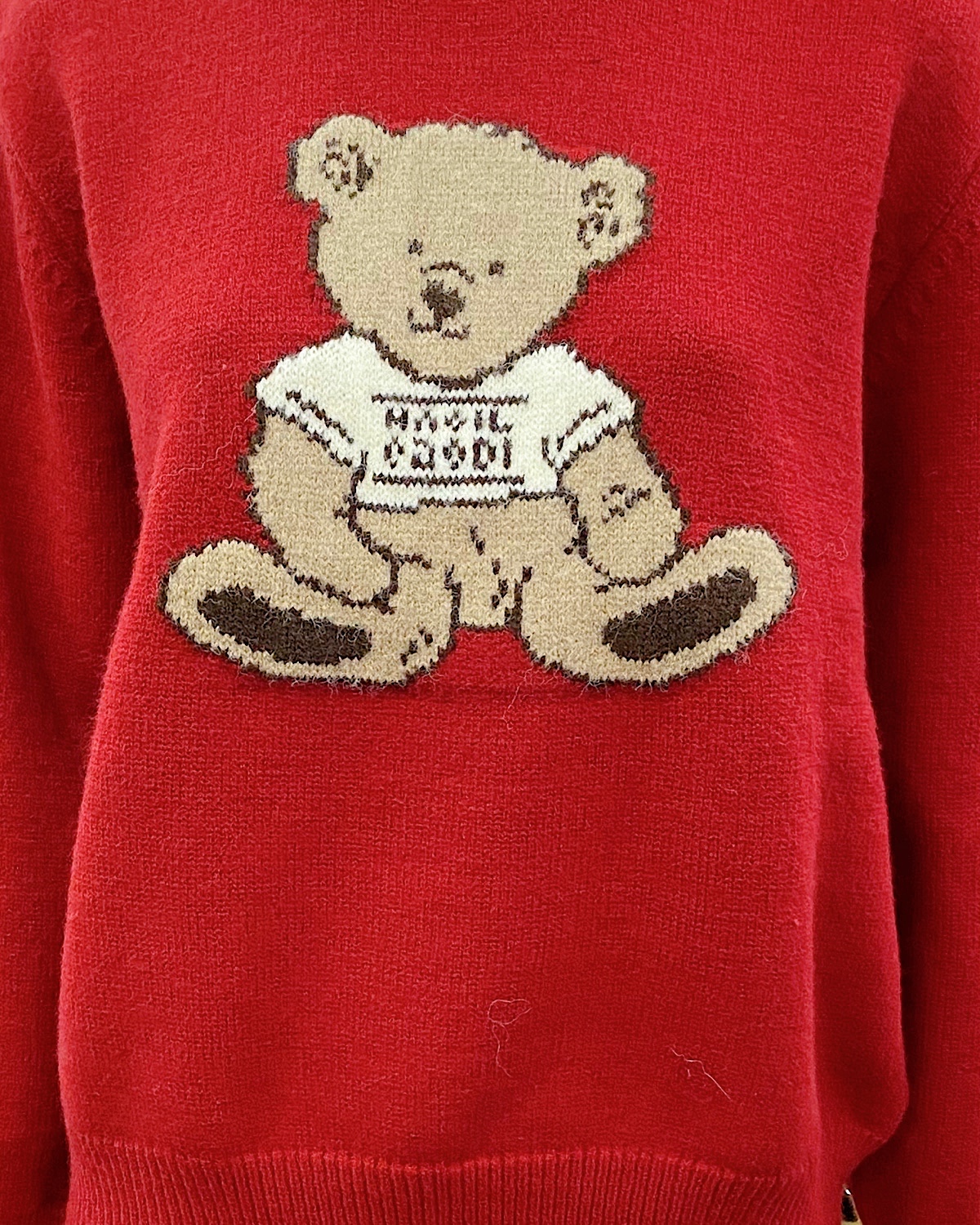 テディベアグラフィックニットセーター カラー: RED
