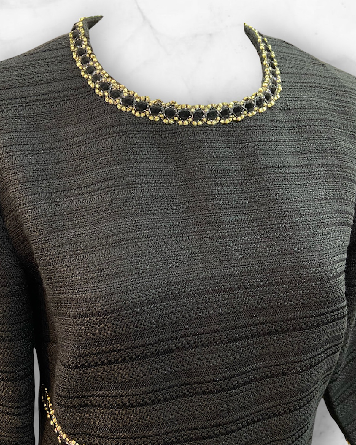 斜めラインブラックツィードワンピース