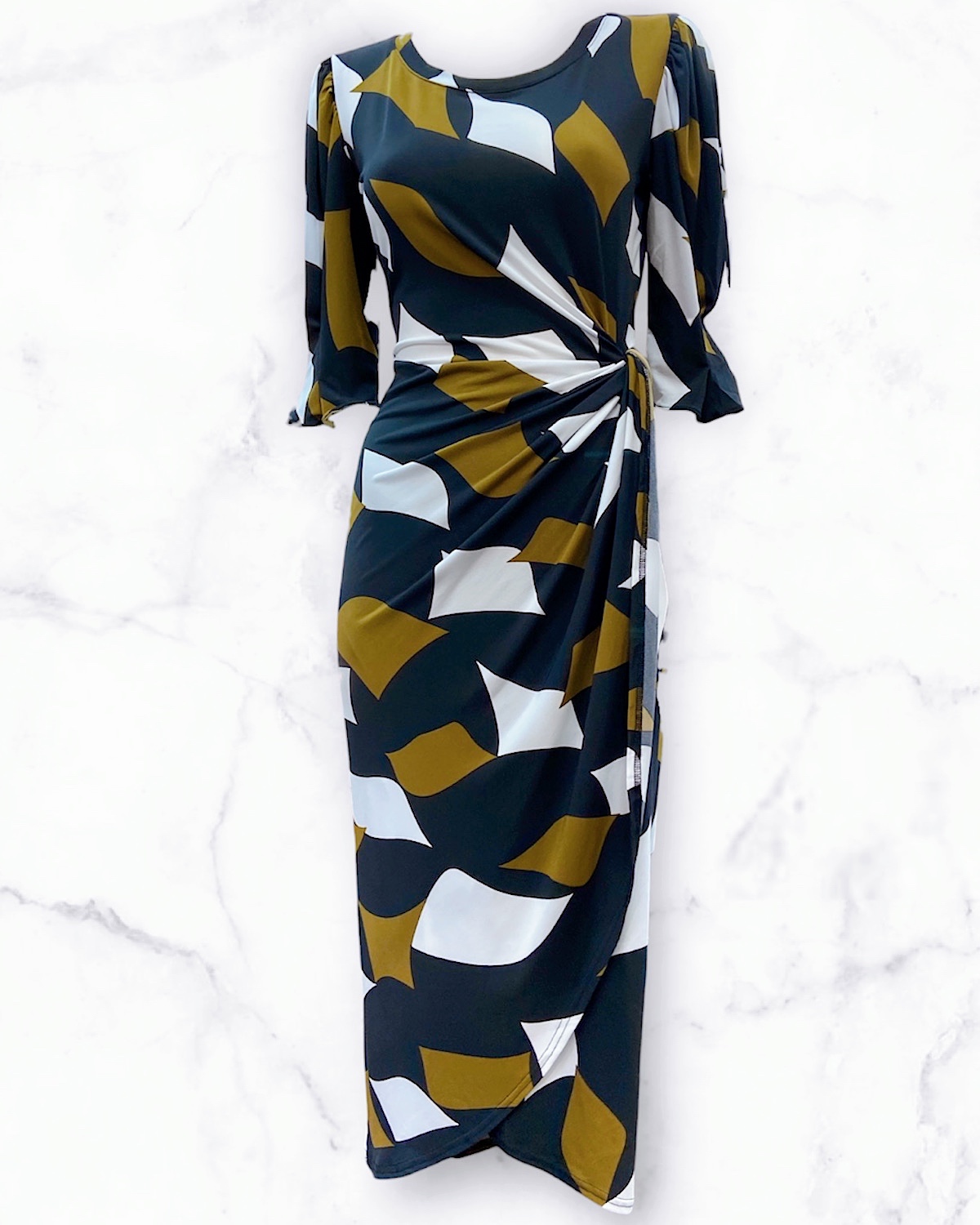 ジオメトリックツイストストレッチワンピース