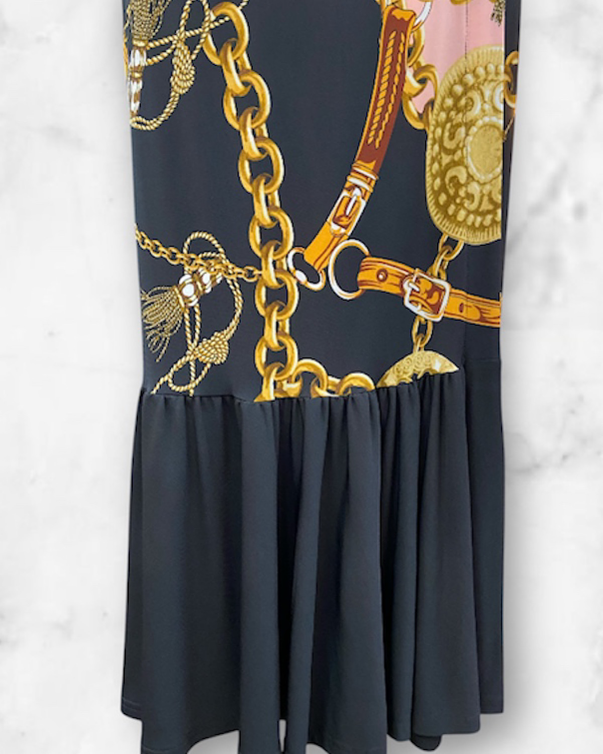 チェーンプリントストレッチワンピース