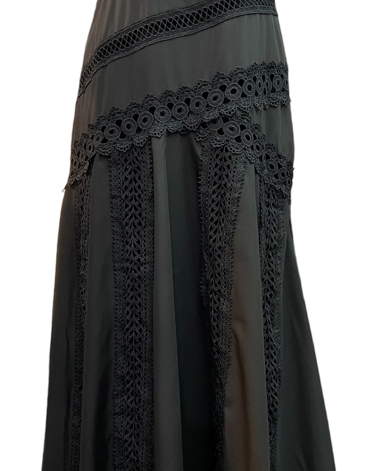 レースデザインロングワンピース カラー: BLK, サイズ: M