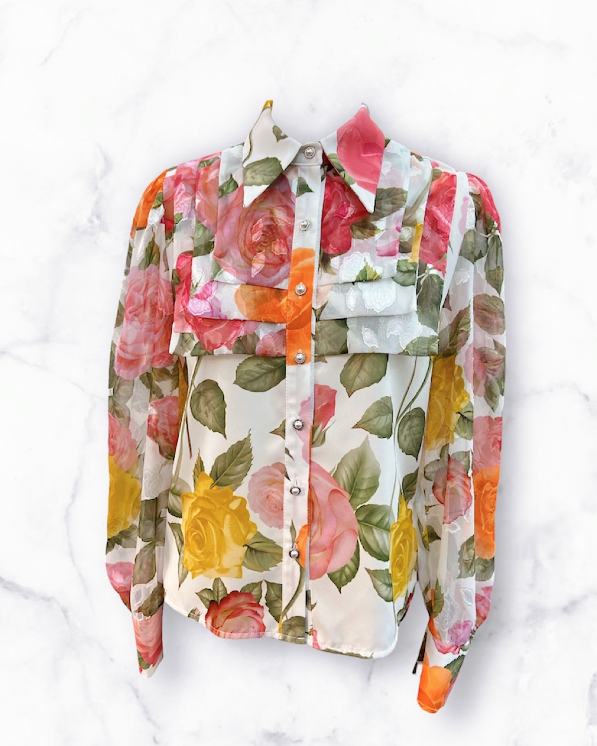 エレガントローズブラウス カラー: WHT