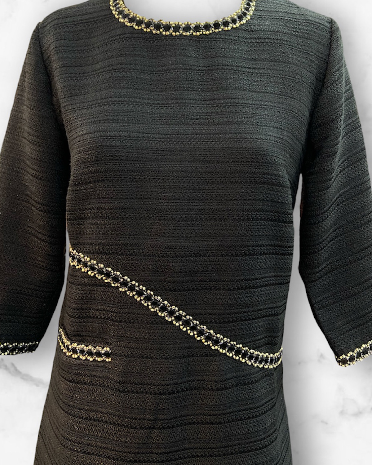 斜めラインブラックツィードワンピース