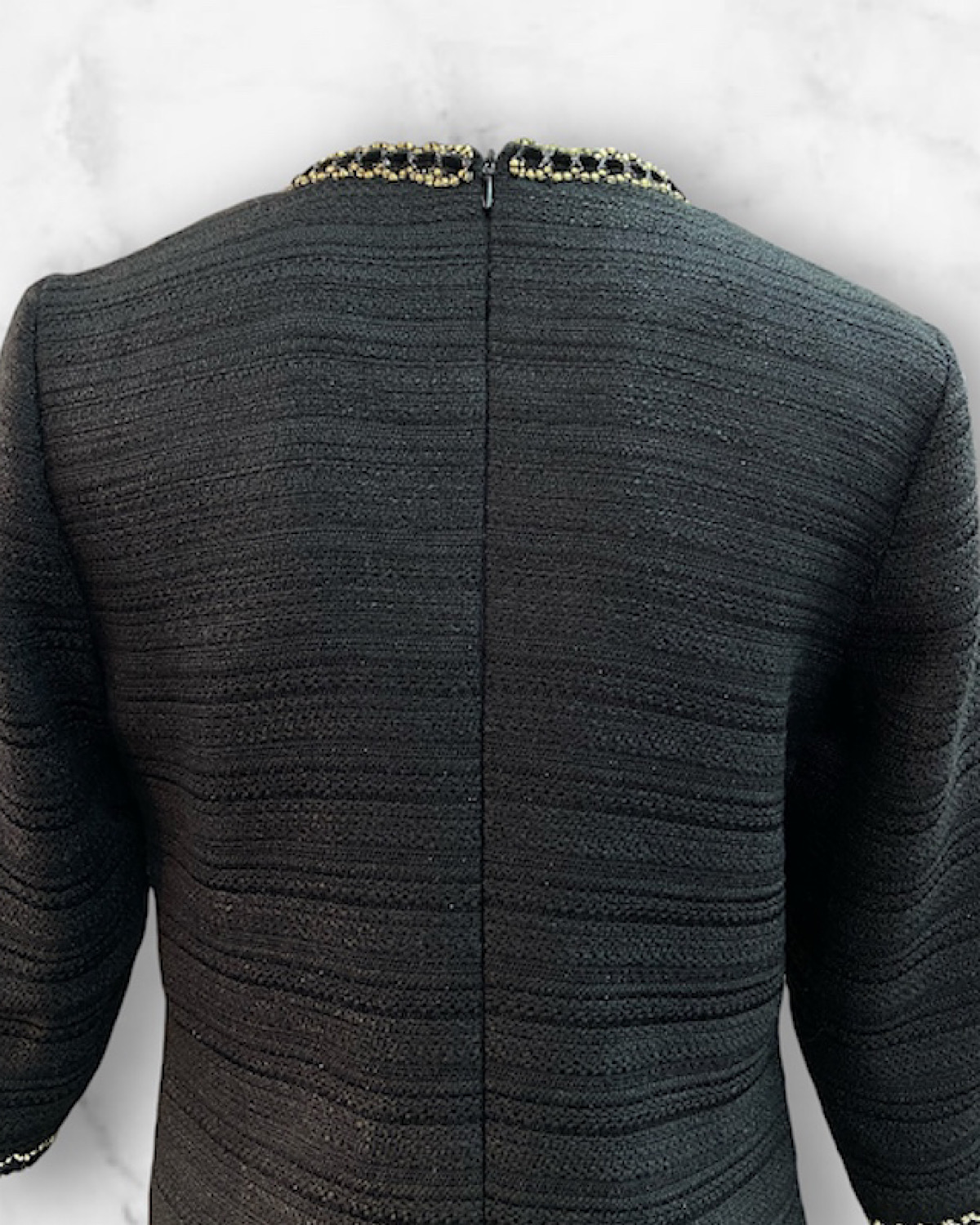 斜めラインブラックツィードワンピース