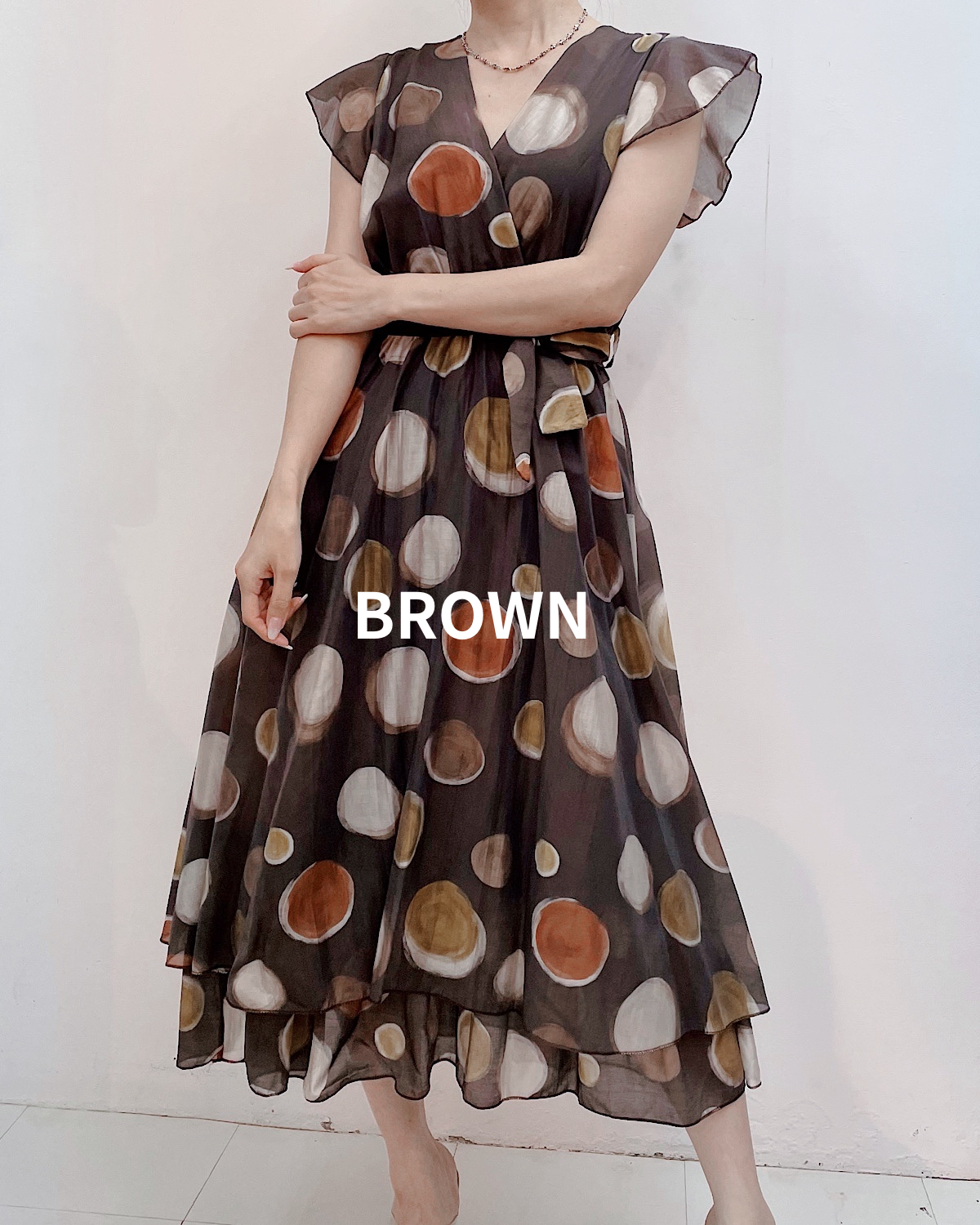 ニュアンスドットカシュクールワンピース カラー: BRN
