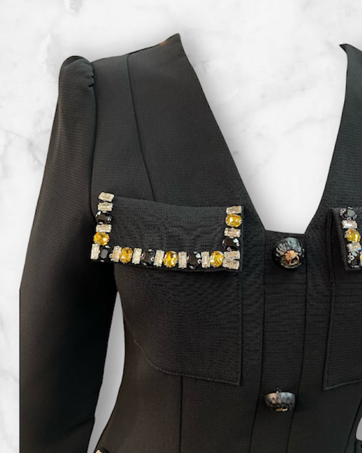 クリスタルストーンブラックドレス サイズ: S