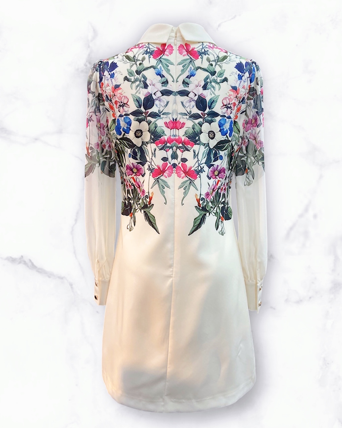 レトロフラワーボックスワンピース カラー: WHT, サイズ: S