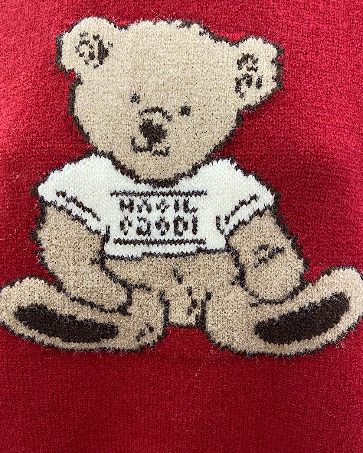 テディベアグラフィックニットセーター カラー: RED