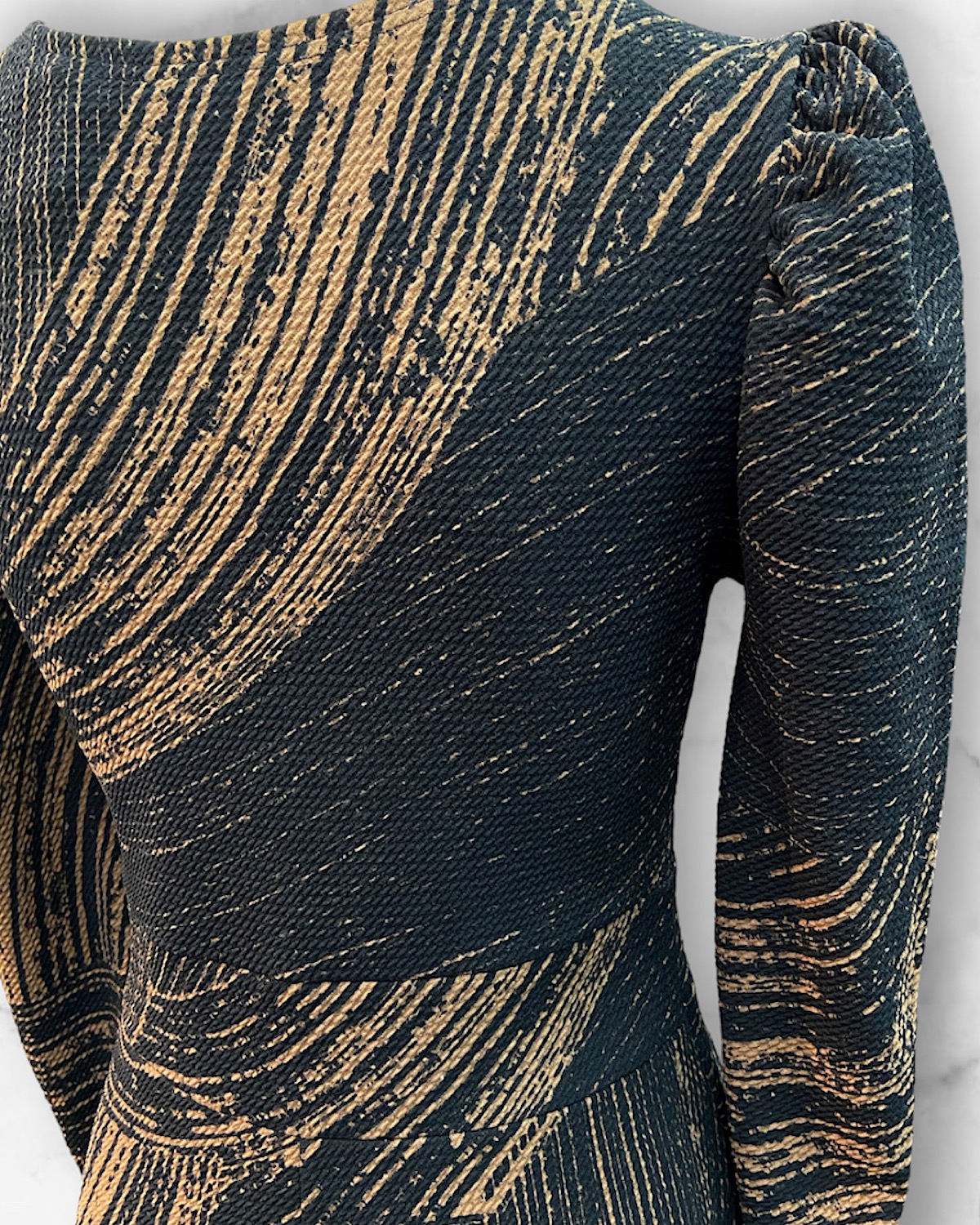 ブラウンマーブルストレッチタイトワンピース