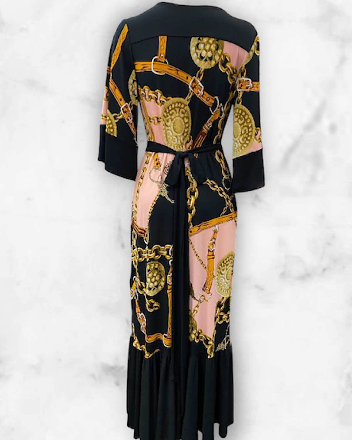 チェーンプリントストレッチワンピース