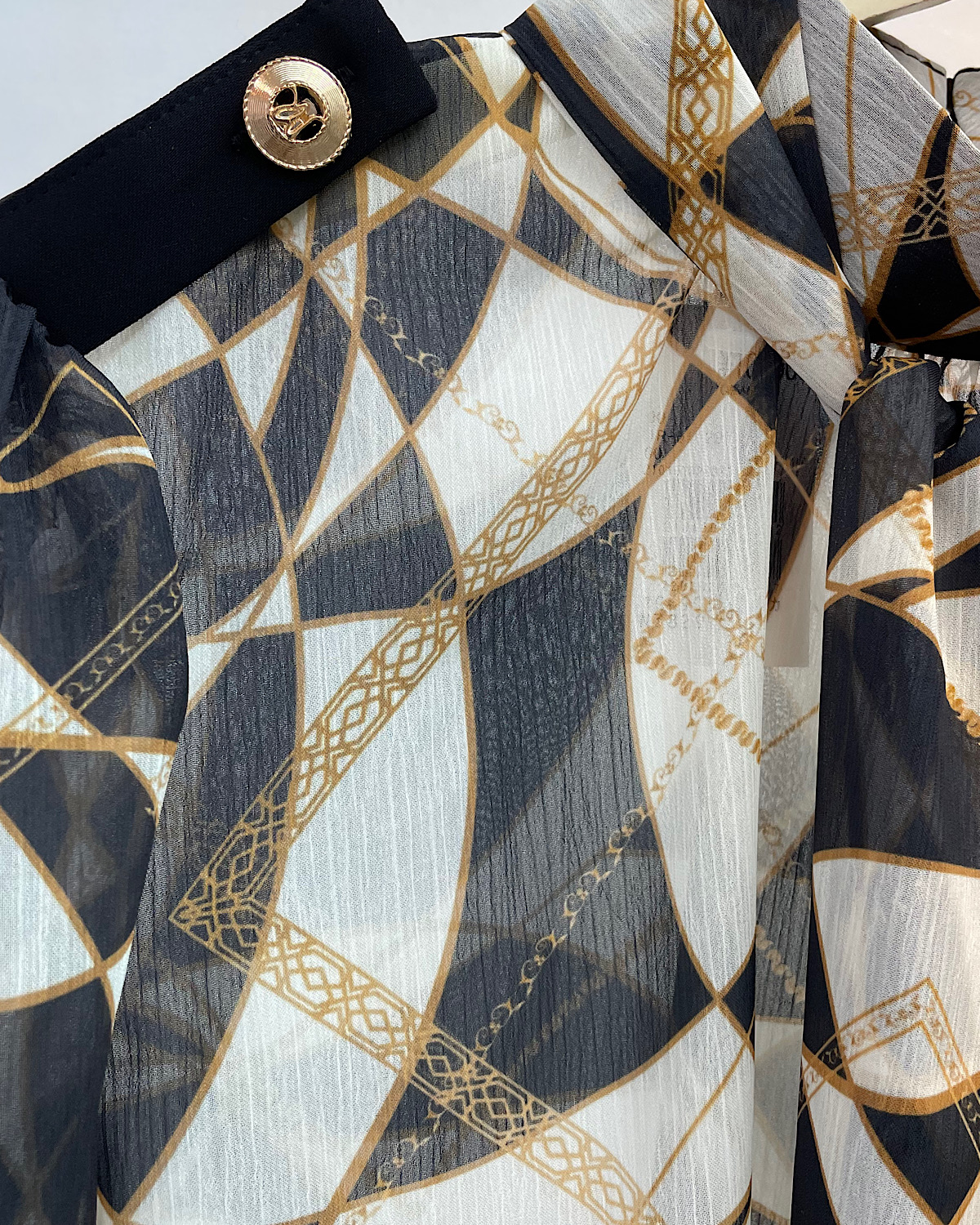 レトロサークルプリントボウタイブラウス カラー: WHT