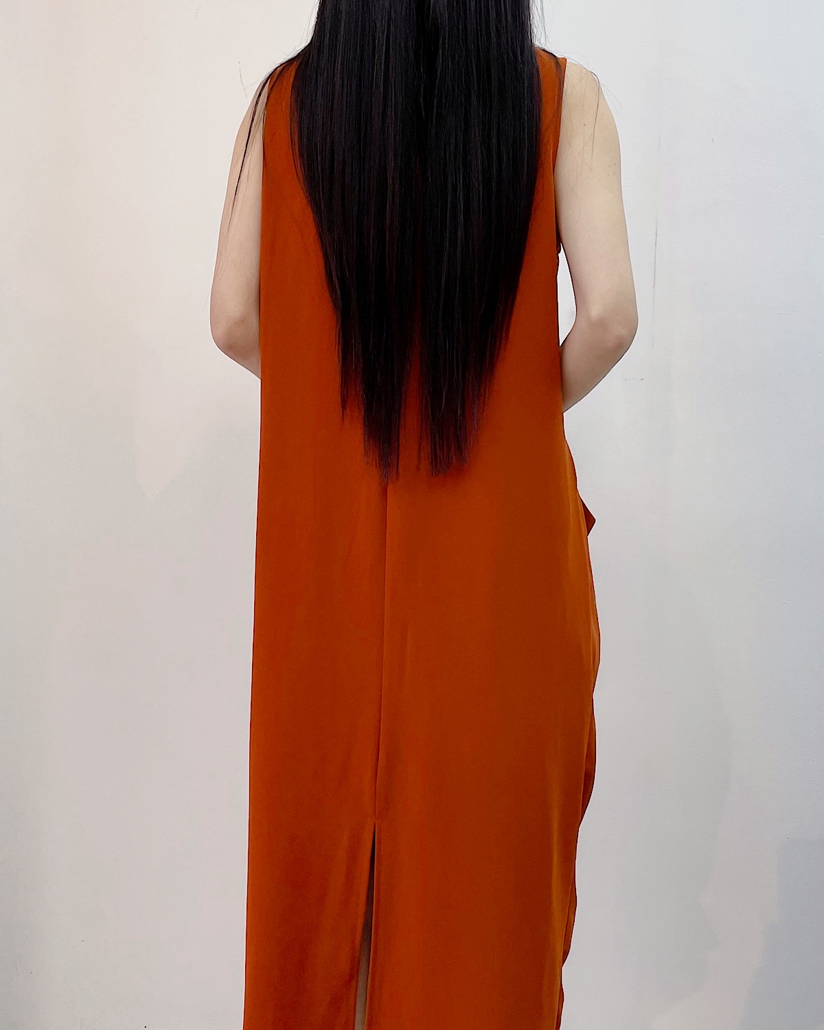 立体ドレープロングワンピース カラー: ORN