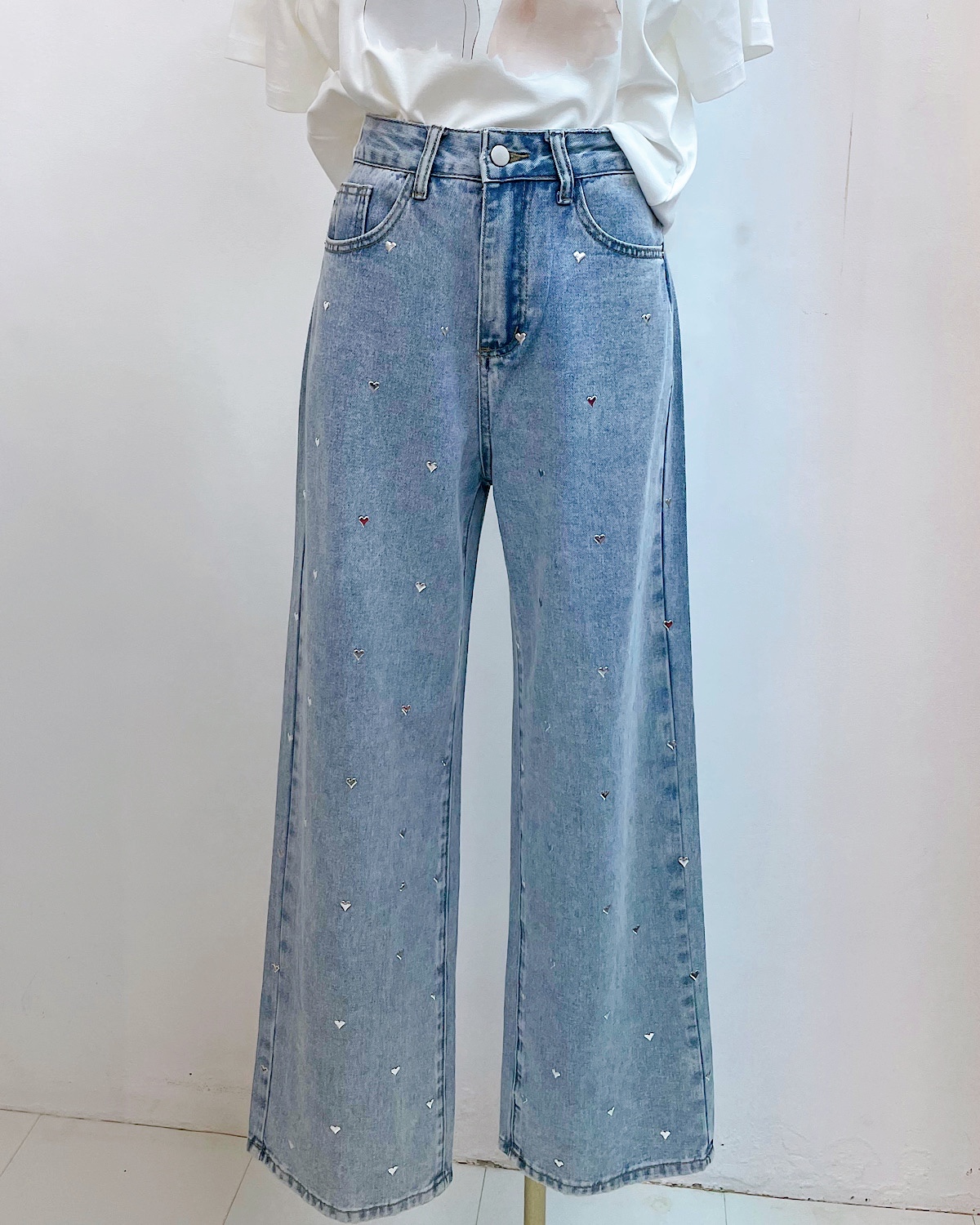 ハートスタッズドットデニムパンツ サイズ: M