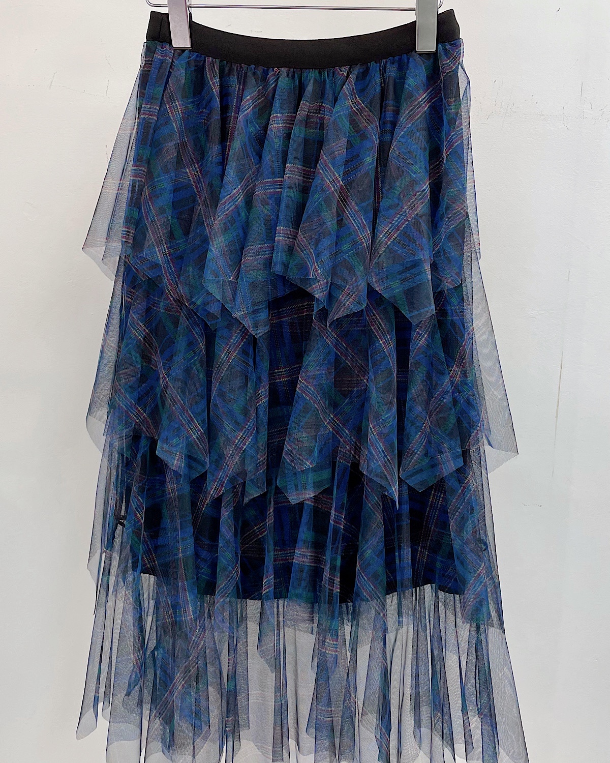 アシンメトリーチェックチュールスカート カラー: BLU