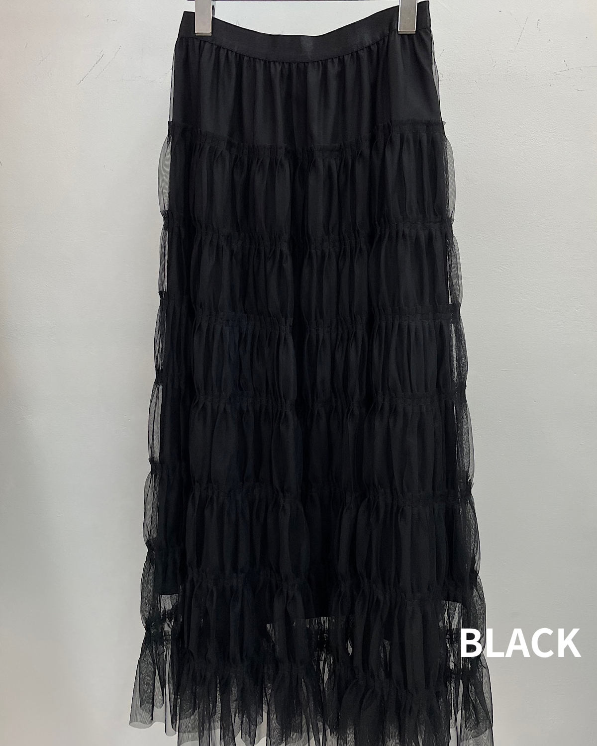 ギャザーチュールティアードスカート カラー: BLK