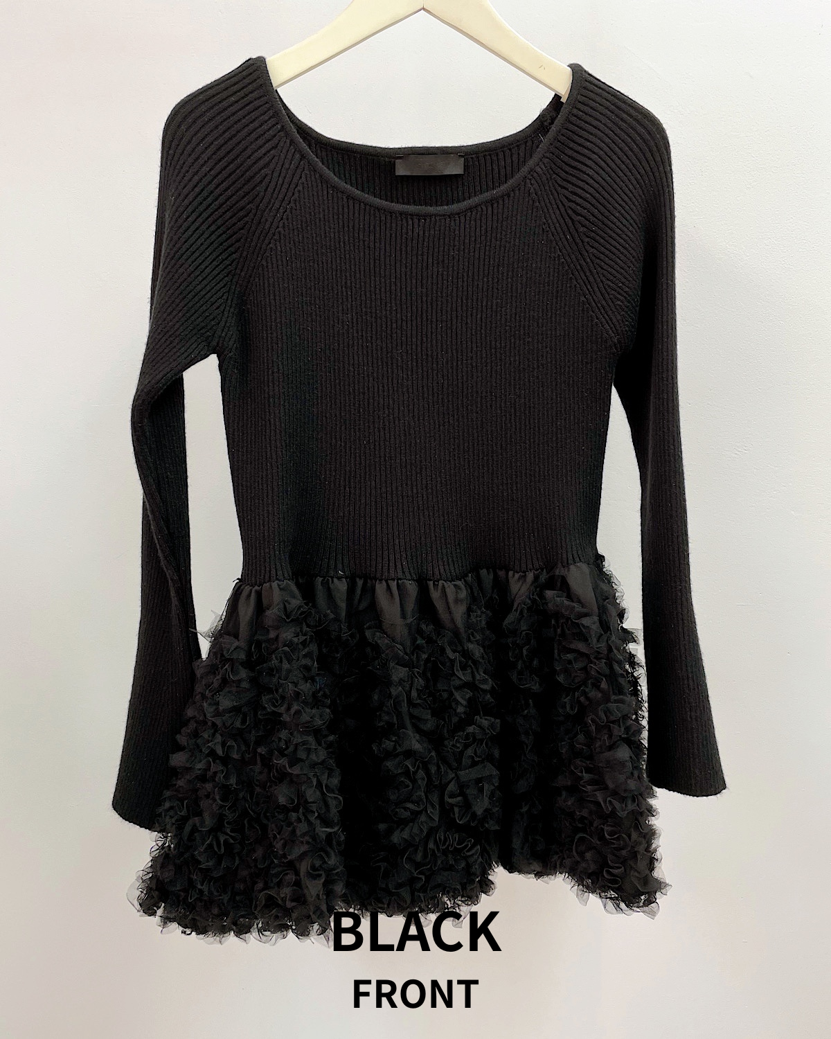 チュールフラワーペプラムニットトップス カラー: WHT