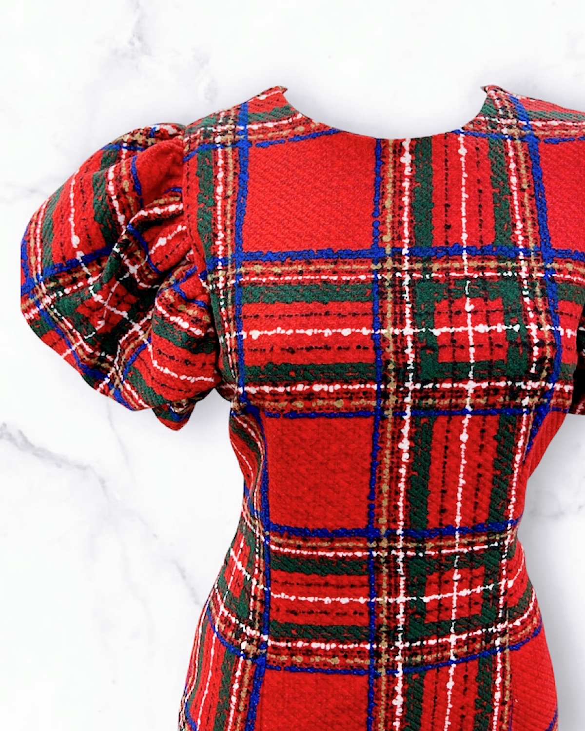 ツィードチェックパフスリミニワンピース サイズ: S