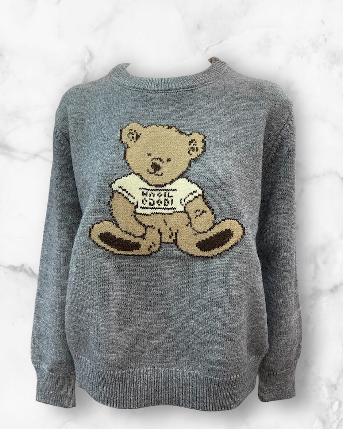 テディベアグラフィックニットセーター カラー: RED