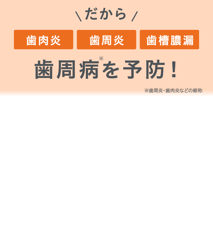 だから歯肉炎 歯周炎 歯槽膿漏 歯周病を予防！
