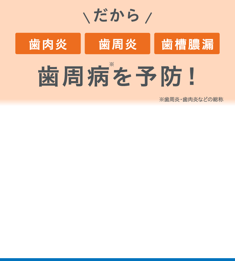 だから歯肉炎 歯周炎 歯槽膿漏 歯周病を予防！