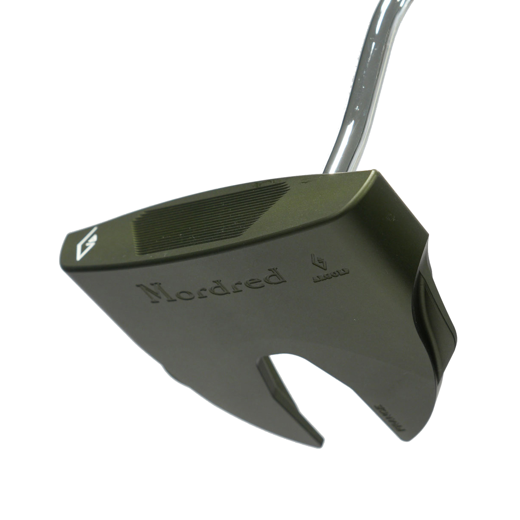 【完成品】Mordred｜Khaki Color Edition（モルドレッド・カーキ） デキステリティ: 右手用, シャフト: センターシャフト, シャフトサイズ: 32インチ, シャフト色: シルバー, ライ: 70（標準ライ）, グリップとサイズ: White x Gold Logo, ヘッドカバー色: カーボンブラック