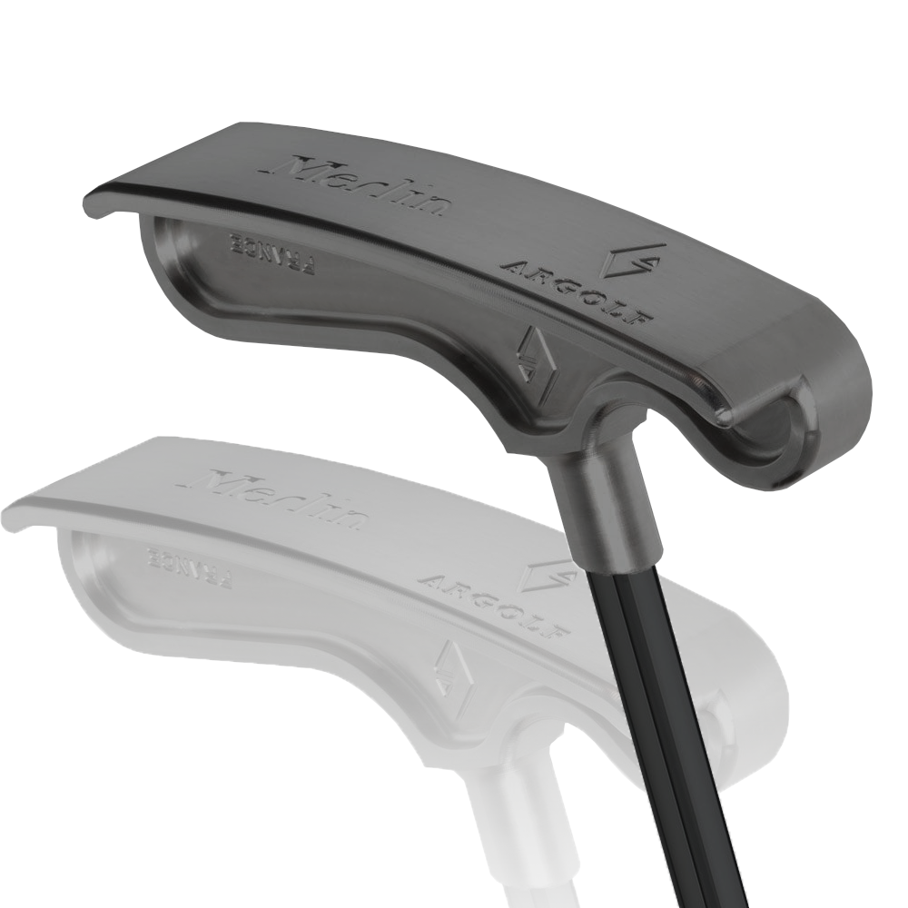 【完成品】Merlin｜Dark Edition（マーリン・ダークエディション） デキステリティ: 右手用, シャフト: センター, シャフトサイズ: 32インチ, シャフト色: ブラック, ライ: 70（標準ライ）, グリップとサイズ: White×Gold Logo, ヘッドカバー色: カーボンブラック