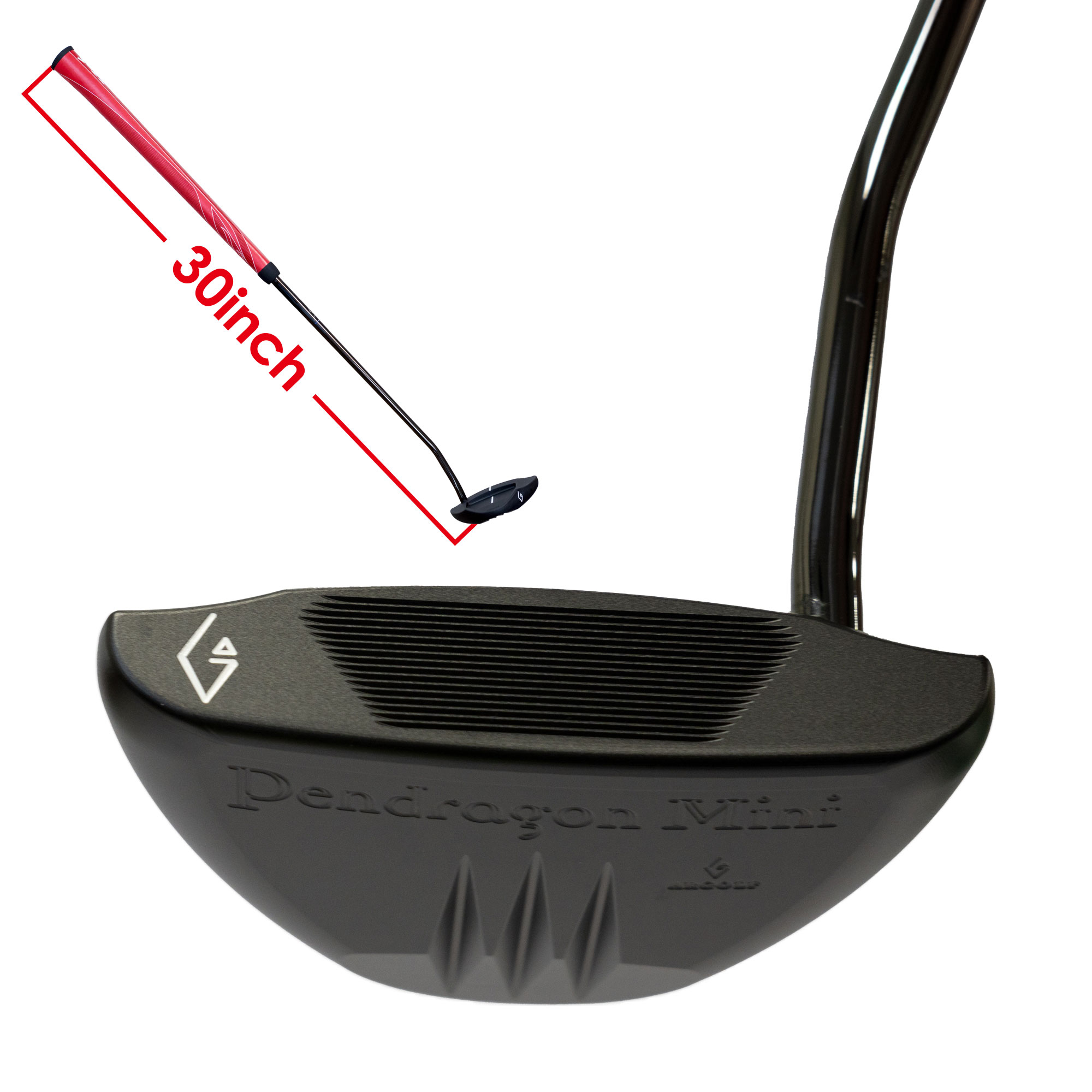 【Short Roll 30″ Series】Pendragon MINI（ペンドラゴンミニ） デキステリティ: 右手用, シャフト: ヒール, シャフトサイズ: 30インチ, シャフト色: ブラック, ライ: 70（標準ライ）, グリップ: 15インチロンググリップ, ヘッドカバー色: カーボンブラック