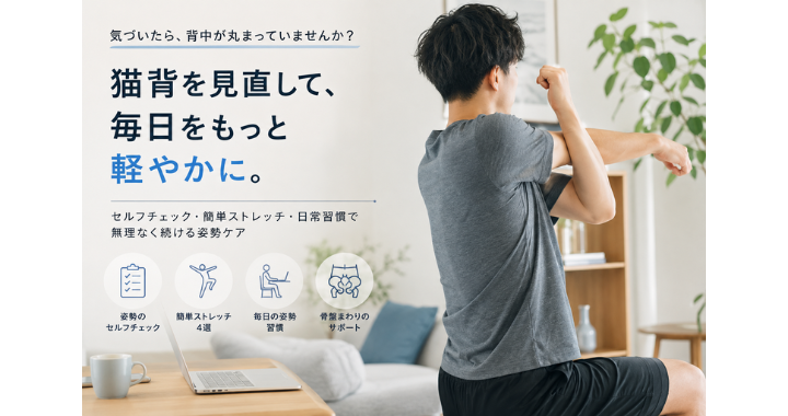 猫背が気になる人必見！毎日できる簡単ストレッチ4選と姿勢ケア