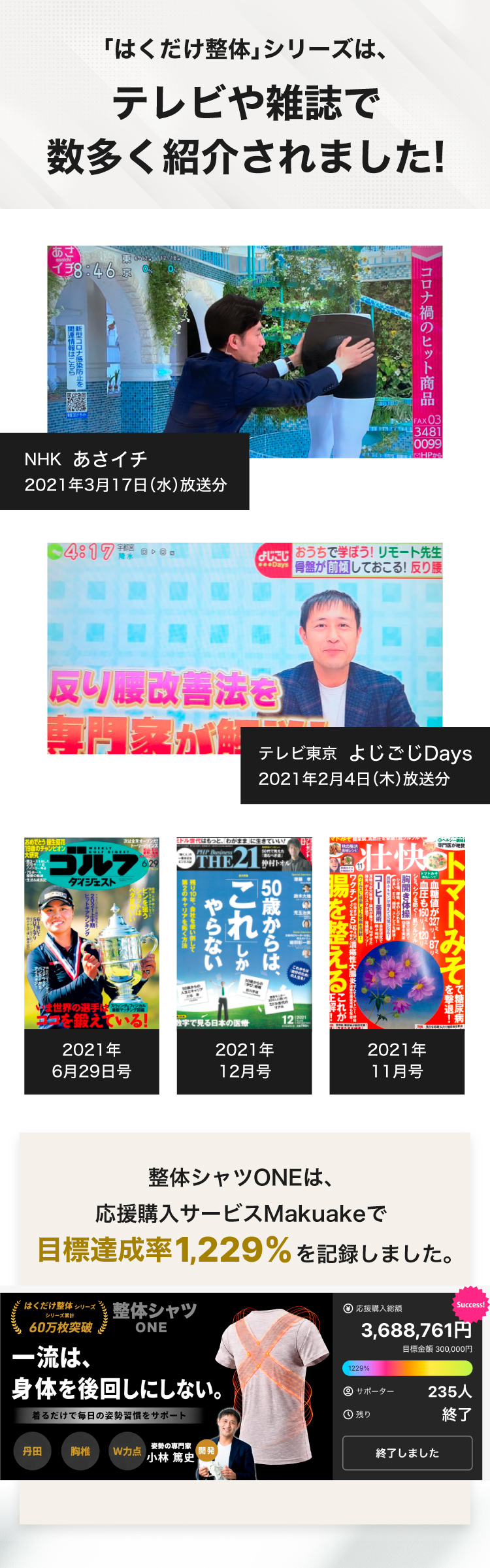 テレビや雑誌で雑多く紹介されました