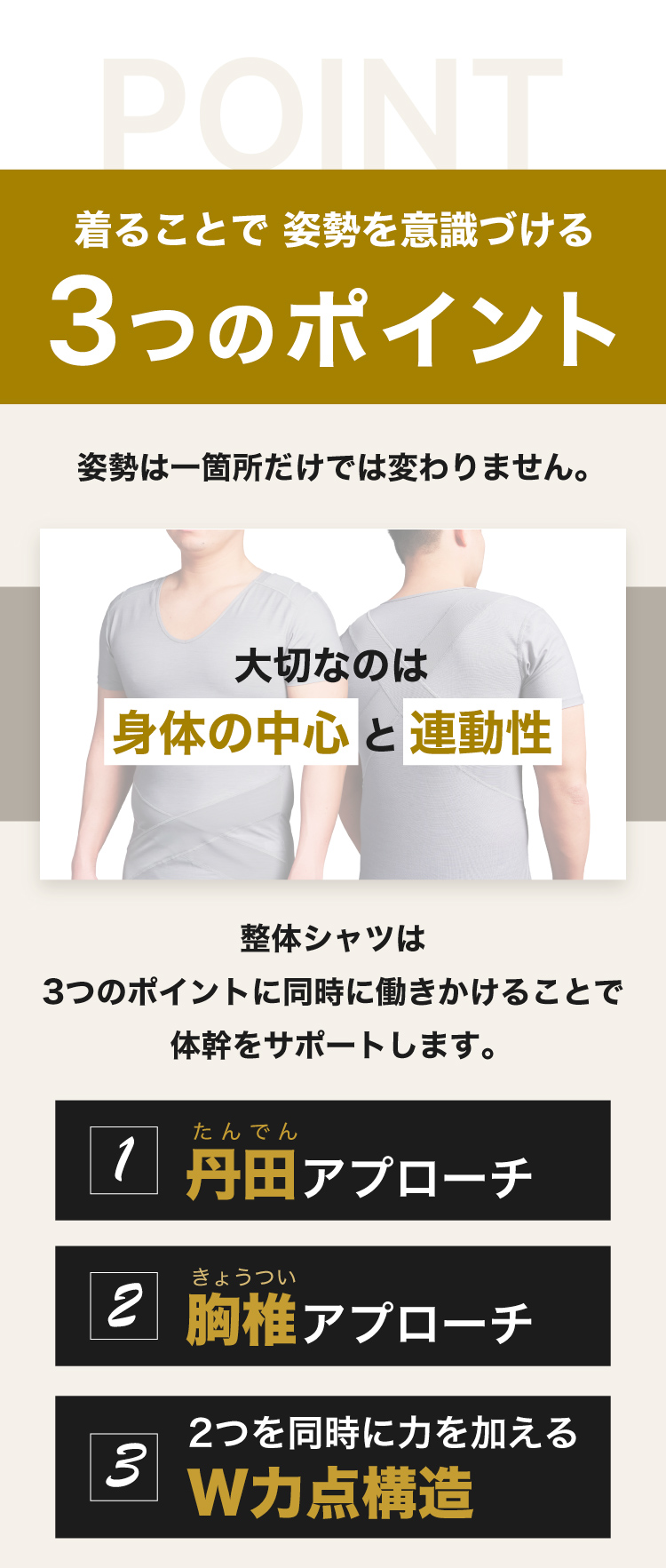 着ることで姿勢を意識づける3つのポイント