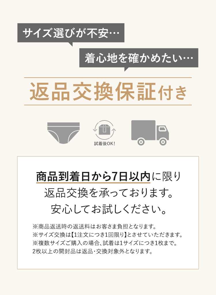返品交換保証付き