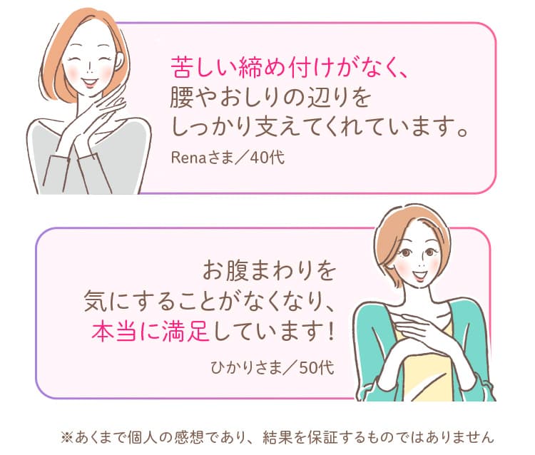 苦しい締め付けがなく、腰やおしりの辺りをしっかり支えてくれています。