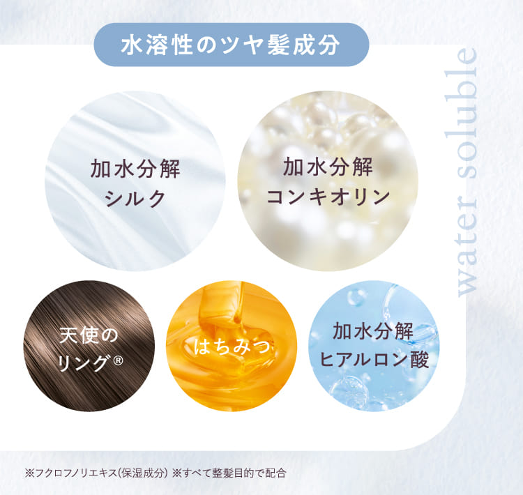 水溶性のツヤ髪成分